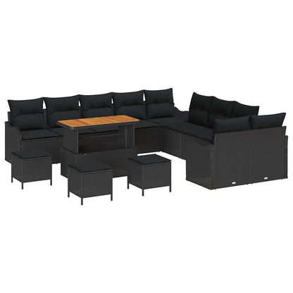 Garten-Sofa-Set mit Kissen 14 pcs Schwarz 110 x 55 x 71 cm
