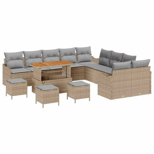 Garten-Sofa-Set 14 pcs Beige und Hellgrau 110 x 55 x 71 cm
