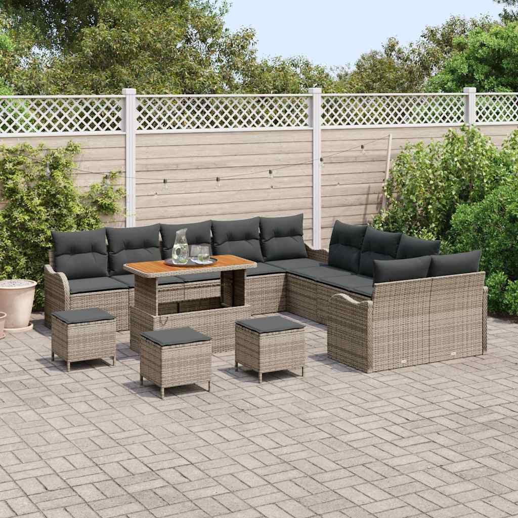 Garten-Sofa-Set mit Kissen 14 pcs Grau 110 x 55 x 71 cm