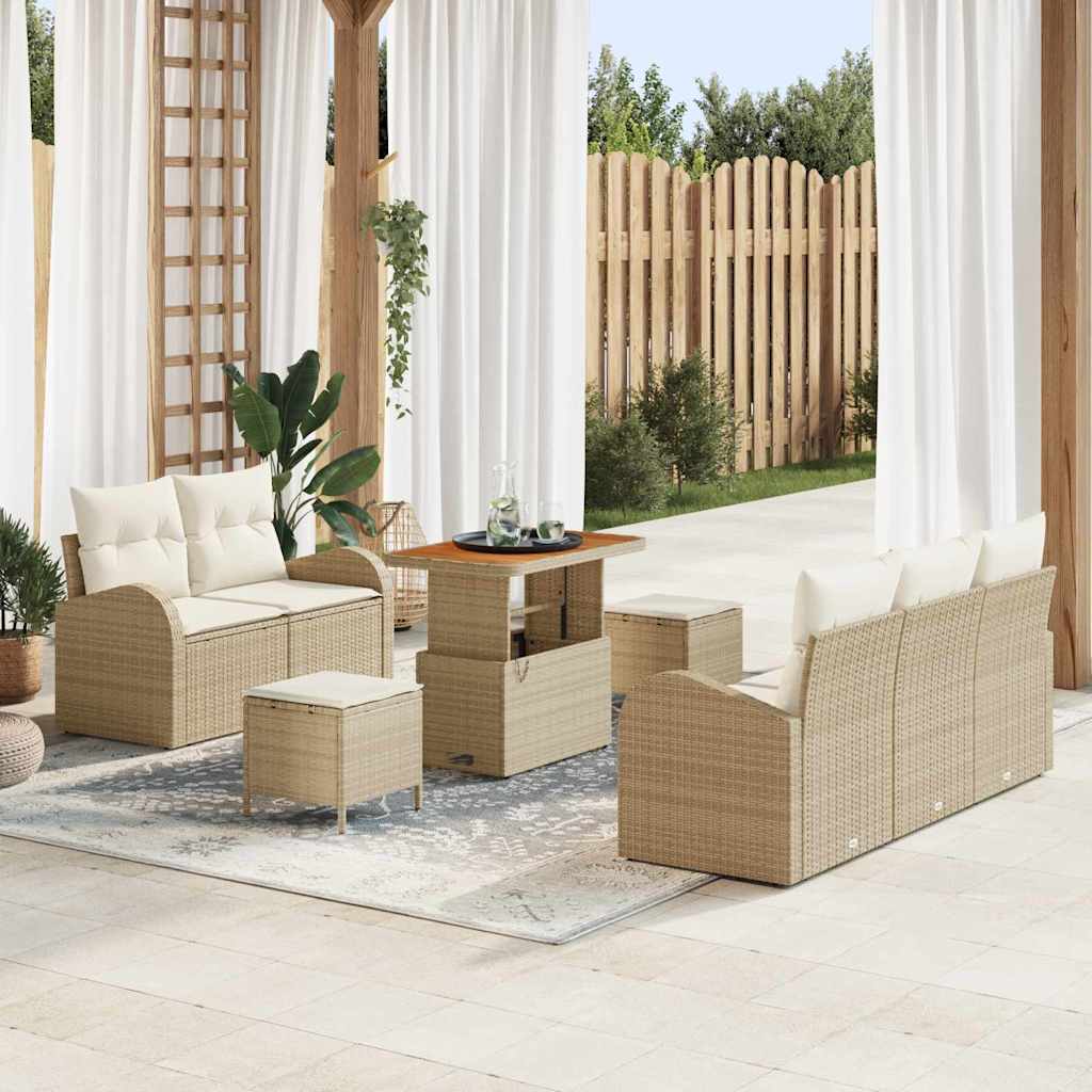 Garten-Sofa-Set 8 pcs Beige und Creme 90 x 55 x 71 cm