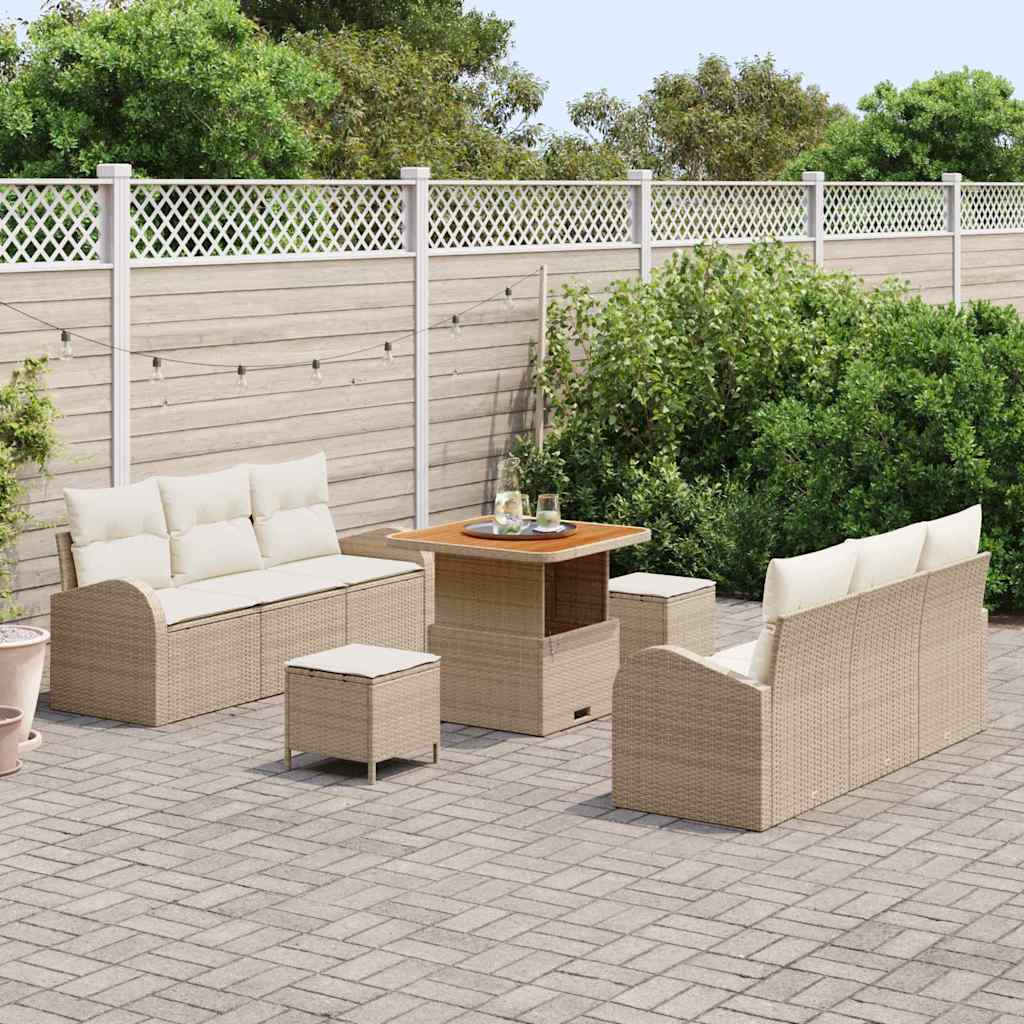 Garten-Sofa-Set 9 pcs Beige und Creme 80 x 80 x 71 cm