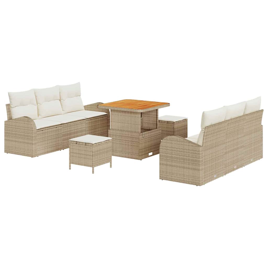 Garten-Sofa-Set 9 pcs Beige und Creme 80 x 80 x 71 cm