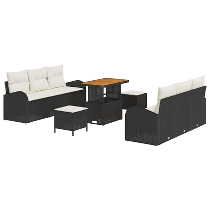 Garten-Sofa-Set 9 pcs Schwarz und Creme 90 x 55 x 71 cm