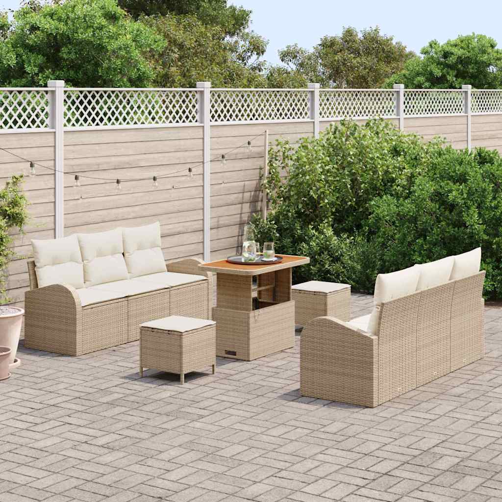 Garten-Sofa-Set 9 pcs Beige und Creme 90 x 55 x 71 cm