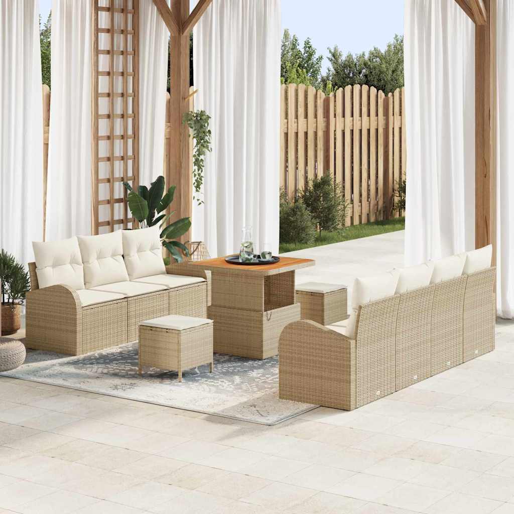 Garten-Sofa-Set 10 pcs Beige und Creme 80 x 80 x 71 cm