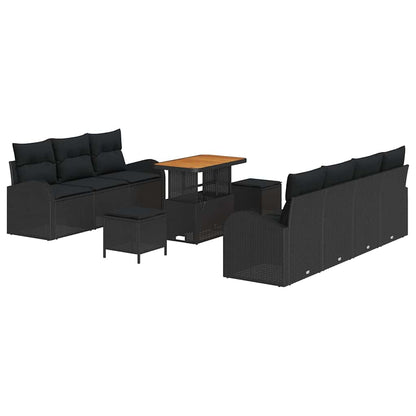 Garten-Sofa-Set mit Kissen 10 pcs Schwarz 90 x 55 x 71 cm