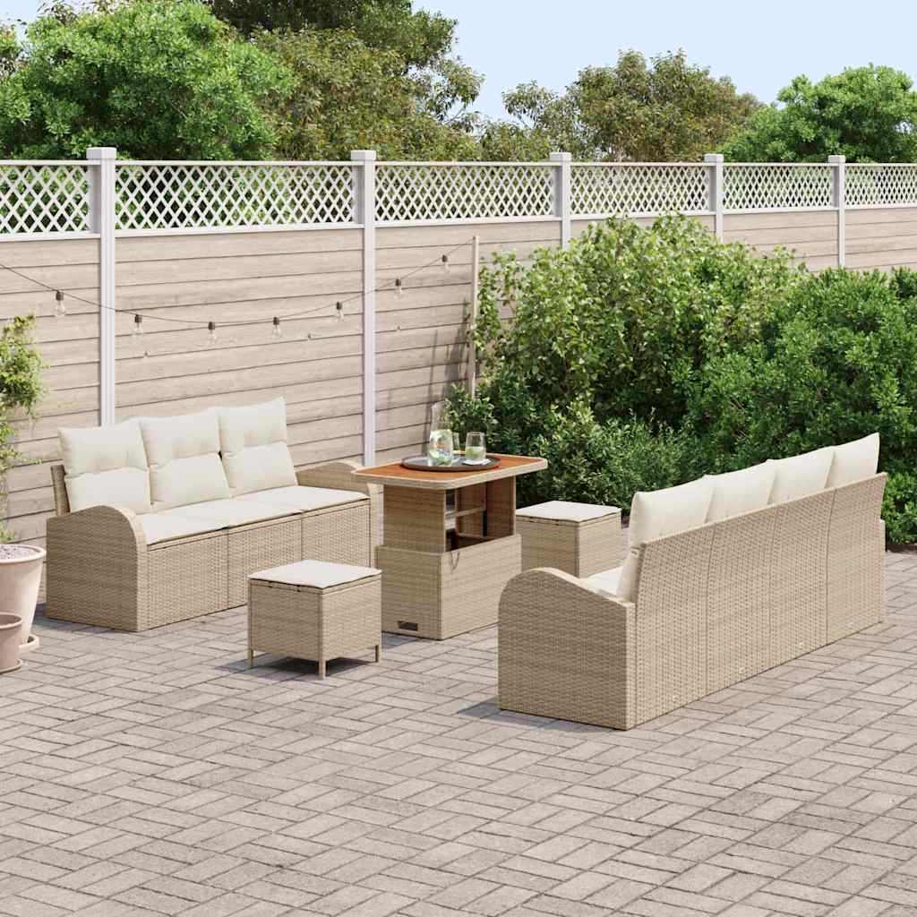 Garten-Sofa-Set 10 pcs Beige und Creme 90 x 55 x 71 cm