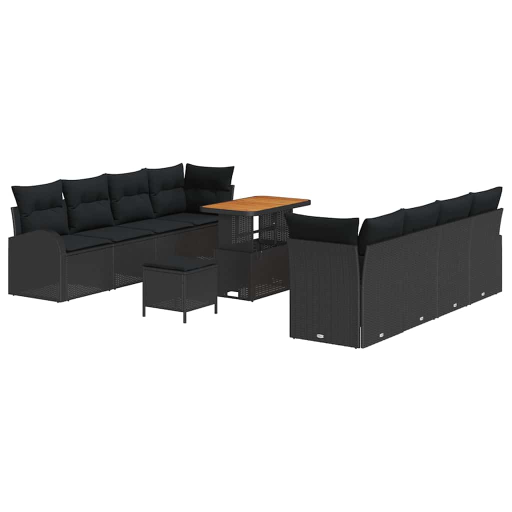 Garten-Sofa-Set mit Kissen 11 pcs Schwarz 90 x 55 x 71 cm