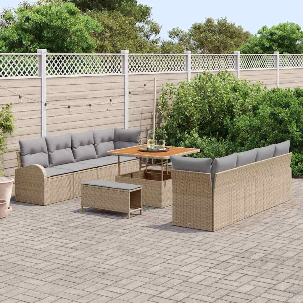Garten-Sofa-Set 11 pcs Beige und Hellgrau 100 x 100 x 71 cm