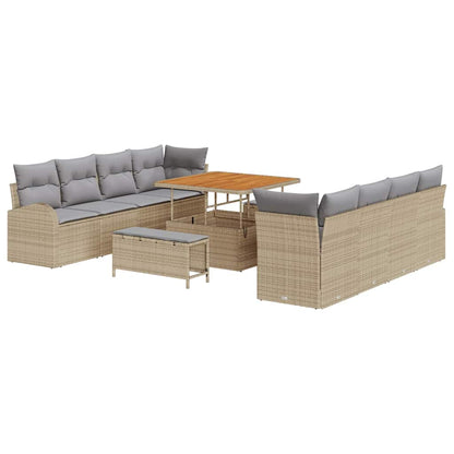 Garten-Sofa-Set 11 pcs Beige und Hellgrau 100 x 100 x 71 cm