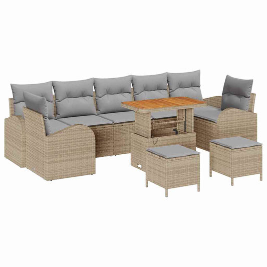 Garten-Sofa-Set mit Kissen mit Kissen 10 pcs Beige und Hellgrau