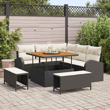 Garten-Sofa-Set 8 pcs Schwarz und Creme 100 x 100 x 71 cm