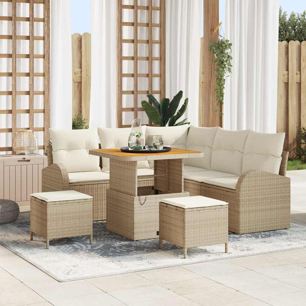 Garten-Sofa-Set 8 pcs Beige und Creme 100 x 100 x 71 cm