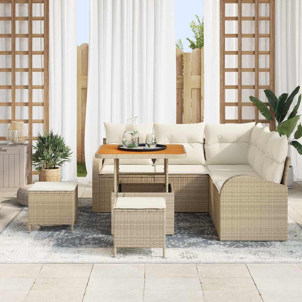 Garten-Sofa-Set 8 pcs Beige und Creme 80 x 80 x 71 cm