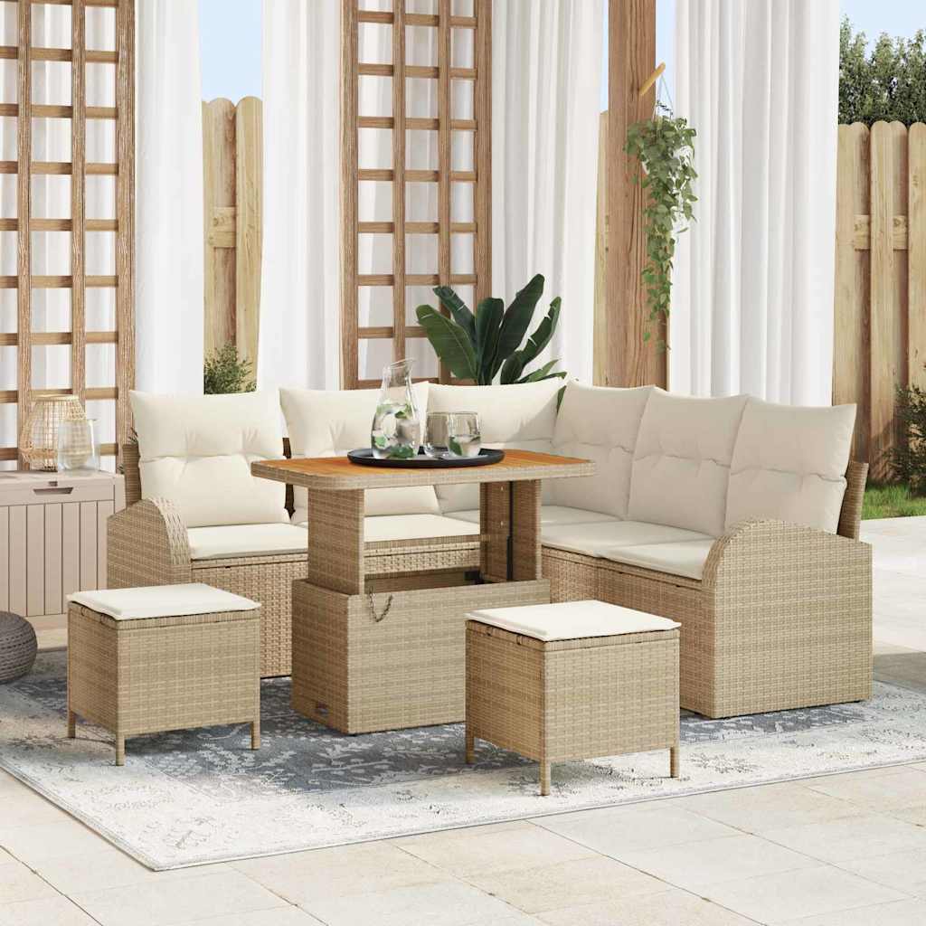 Garten-Sofa-Set 8 pcs Beige und Creme 90 x 55 x 71 cm