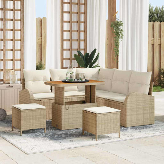 Garten-Sofa-Set 8 pcs Beige und Creme 90 x 55 x 71 cm