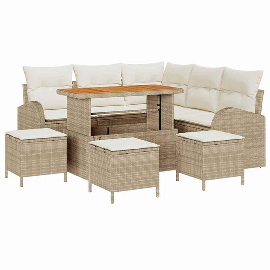 Garten-Sofa-Set 9 pcs Beige und Creme 110 x 55 x 71 cm