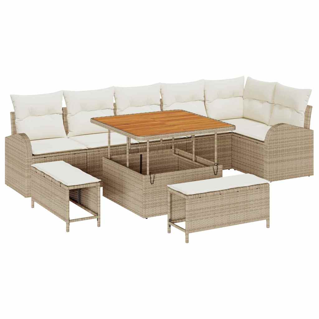 Garten-Sofa-Set 9 pcs Beige und Creme 100 x 100 x 71 cm