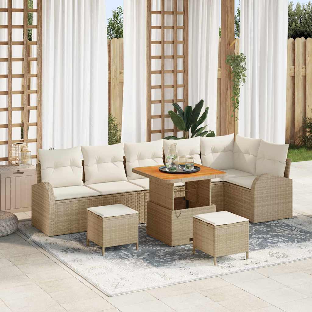 Garten-Sofa-Set 9 pcs Beige und Creme 80 x 80 x 71 cm