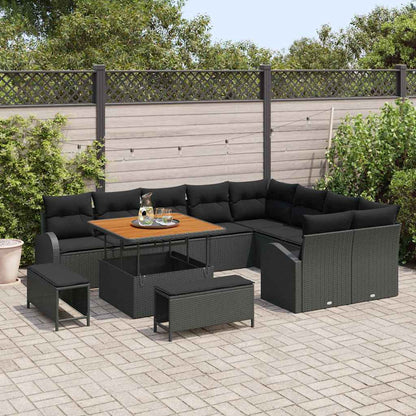 Garten-Sofa-Set mit Kissen 12 pcs Schwarz 100 x 100 x 71 cm