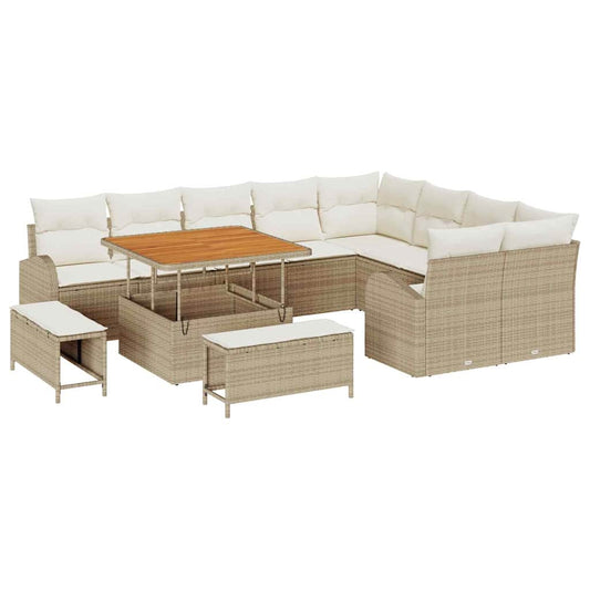 Garten-Sofa-Set 12 pcs Beige und Creme 100 x 100 x 71 cm