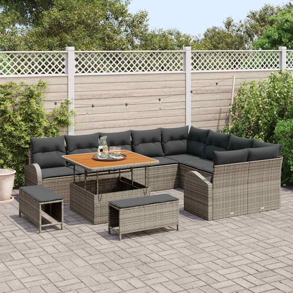 Garten-Sofa-Set mit Kissen 12 pcs Grau 100 x 100 x 71 cm