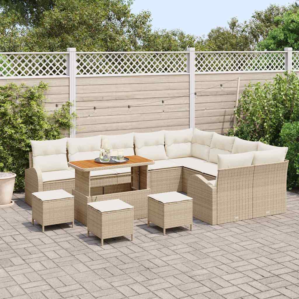 Garten-Sofa-Set 13 pcs Beige und Creme 110 x 55 x 71 cm