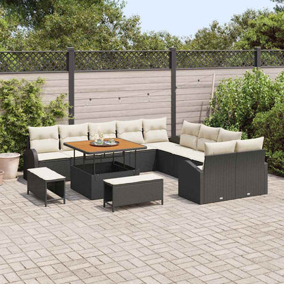 Garten-Sofa-Set 13 pcs Schwarz und Creme 100 x 100 x 71 cm