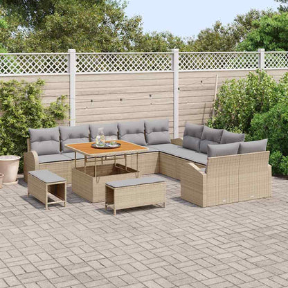 Garten-Sofa-Set 13 pcs Beige und Hellgrau 100 x 100 x 71 cm