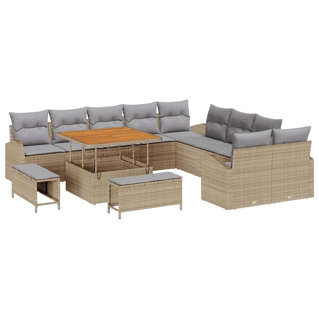 Garten-Sofa-Set 13 pcs Beige und Hellgrau 100 x 100 x 71 cm