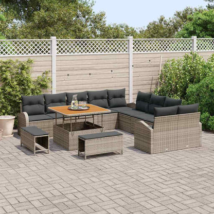 Garten-Sofa-Set mit Kissen mit Speicher mit Kissen 13 pcs Grau