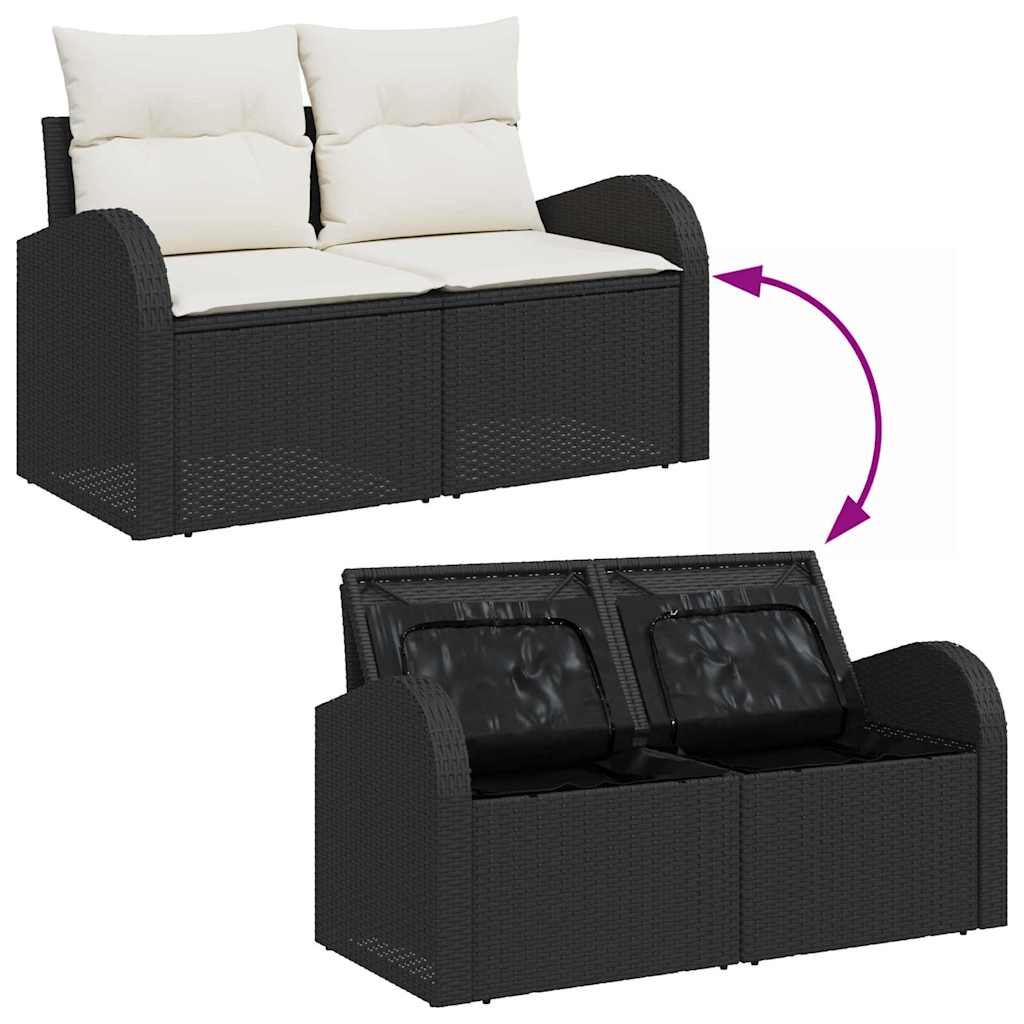 Garten-Sofa-Set mit Kissen mit Kissen 13 pcs Schwarz und Creme