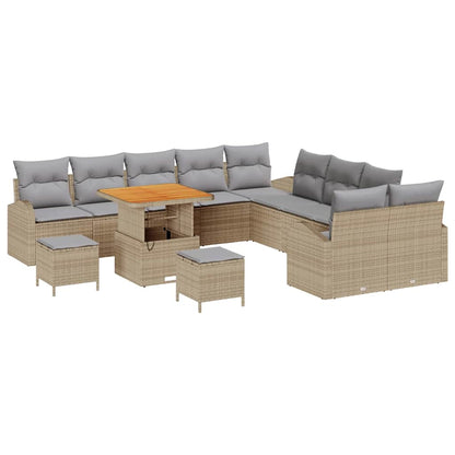 Garten-Sofa-Set mit Kissen mit Kissen 13 pcs Beige und Hellgrau