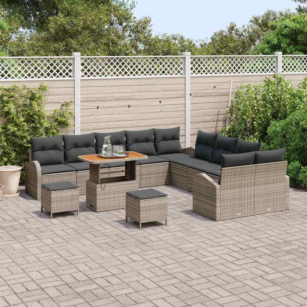 Garten-Sofa-Set mit Kissen 13 pcs Grau 90 x 55 x 71 cm