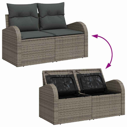Garten-Sofa-Set mit Kissen mit Speicher mit Kissen 14 pcs Grau