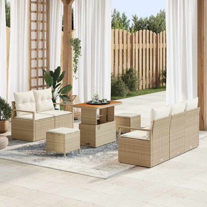 Garten-Sofa-Set mit Kissen mit Speicher 8 pcs Beige und Creme