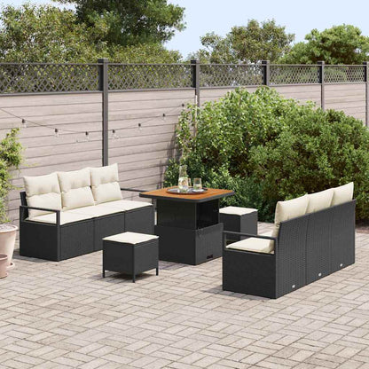 Garten-Sofa-Set mit Speicher 9 pcs Schwarz Poly Rattan