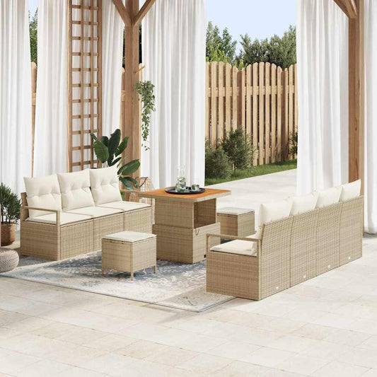 Garten-Sofa-Set 10 pcs Beige und Creme 80 x 80 x 71 cm