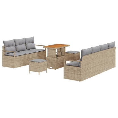 Garten-Sofa-Set 10 pcs Beige und Hellgrau 90 x 55 x 71 cm