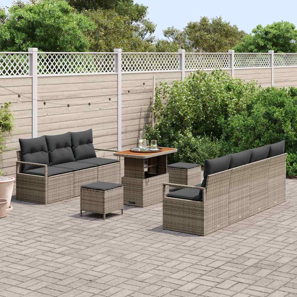 Garten-Sofa-Set mit Kissen 10 pcs Grau 90 x 55 x 71 cm