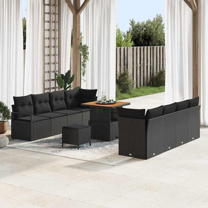 Garten-Sofa-Set mit Kissen mit Speicher Schwarz 80 x 80 x 71 cm