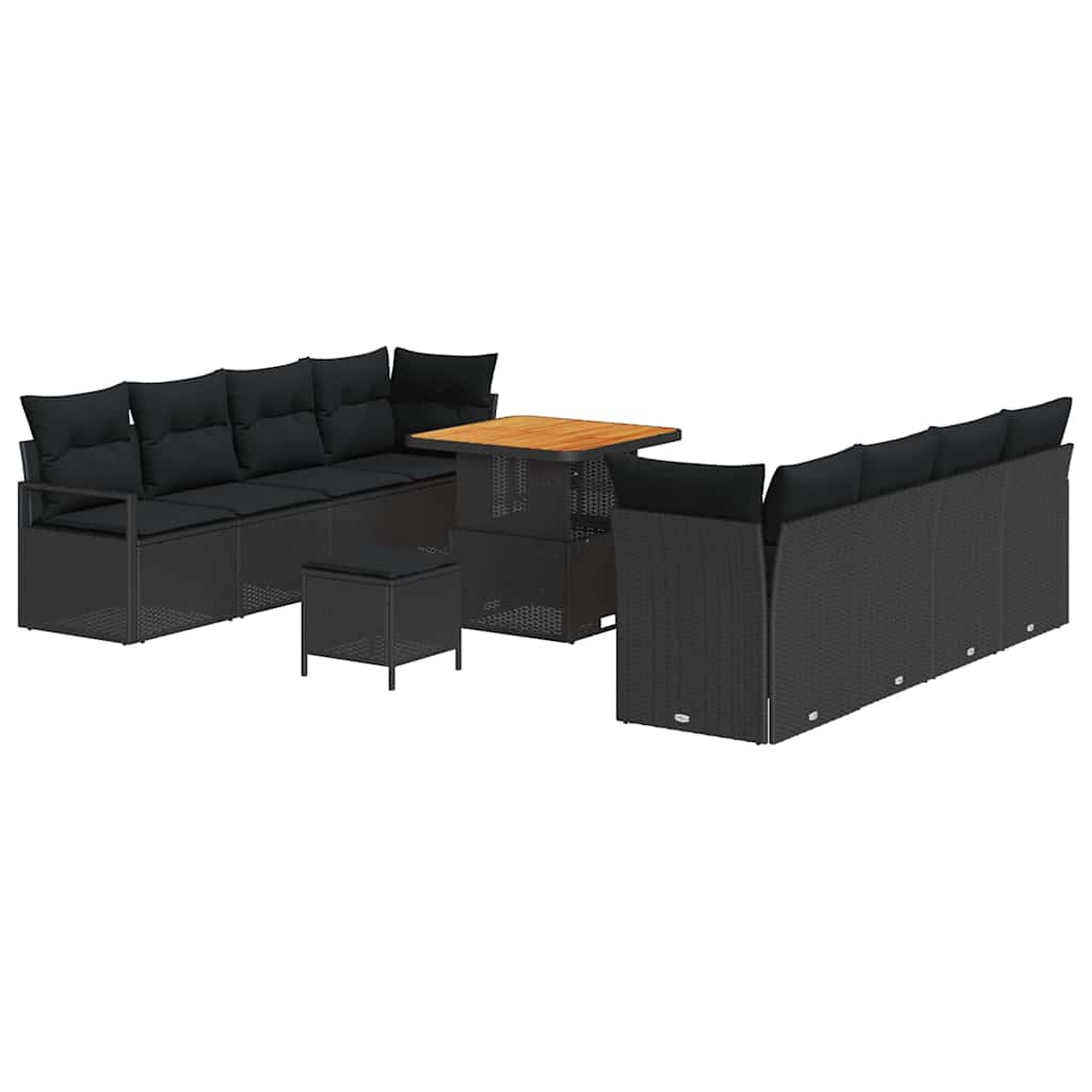 Garten-Sofa-Set mit Kissen mit Speicher Schwarz 80 x 80 x 71 cm