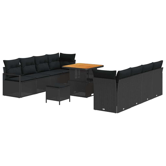 Garten-Sofa-Set mit Kissen mit Speicher Schwarz 80 x 80 x 71 cm