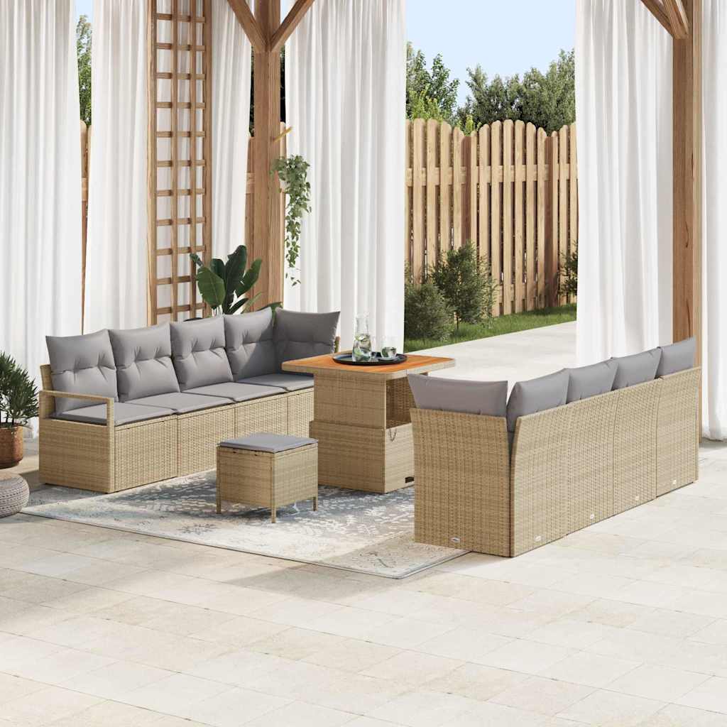 Garten-Sofa-Set mit Kissen Beige und Hellgrau 80 x 80 x 71 cm