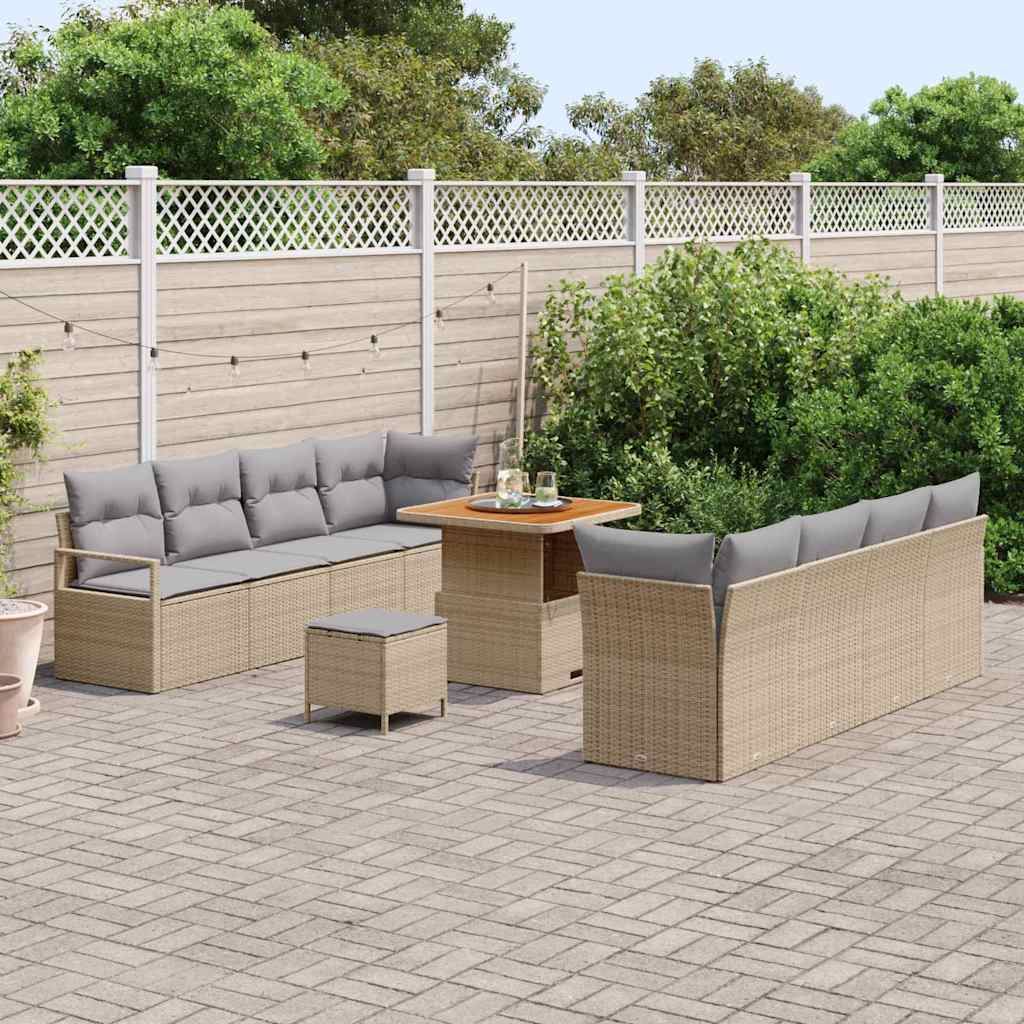 Garten-Sofa-Set mit Kissen Beige und Hellgrau 80 x 80 x 71 cm
