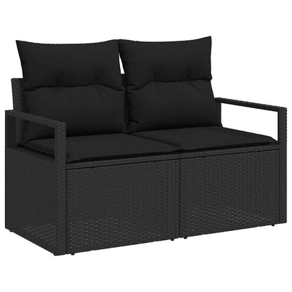 Garten-Sofa-Set mit Kissen mit Speicher Schwarz 90 x 55 x 71 cm