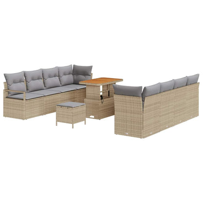 Garten-Sofa-Set mit Kissen Beige und Hellgrau 90 x 55 x 71 cm