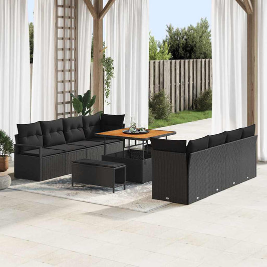 Garten-Sofa-Set mit Kissen mit Kissen Schwarz 100 x 100 x 71 cm