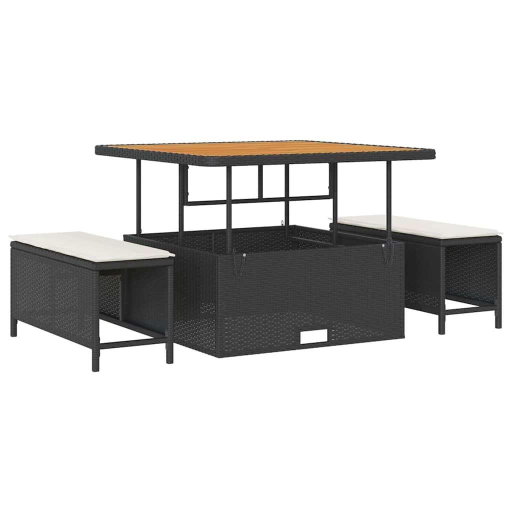 Garten-Sofa-Set mit Kissen Schwarz und Creme 100 x 100 x 71 cm