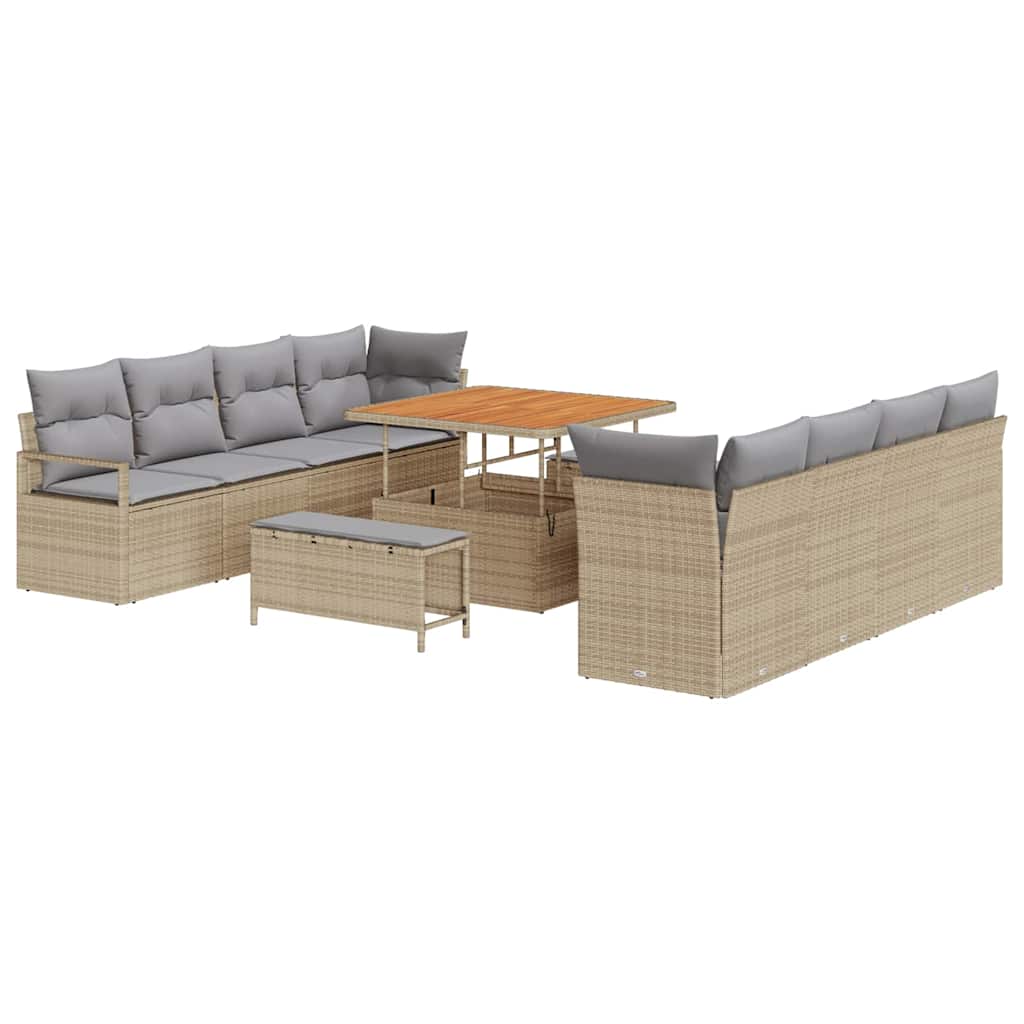 Garten-Sofa-Set mit Kissen Beige und Hellgrau 100 x 100 x 71 cm